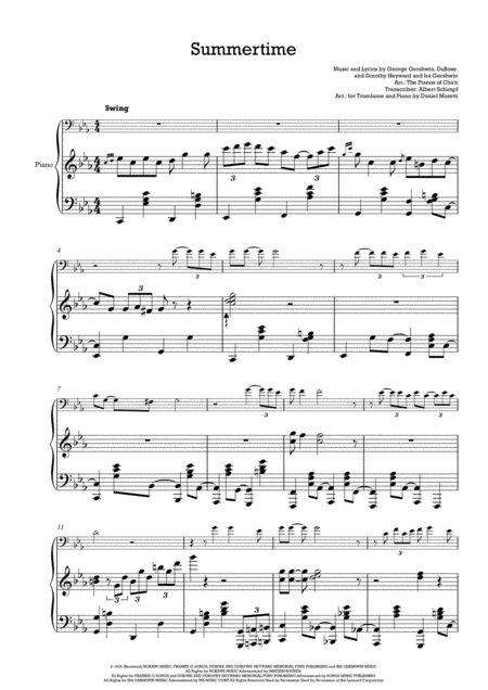 Free Sheet Music Summertime Trombone And Piano Jazzy Version