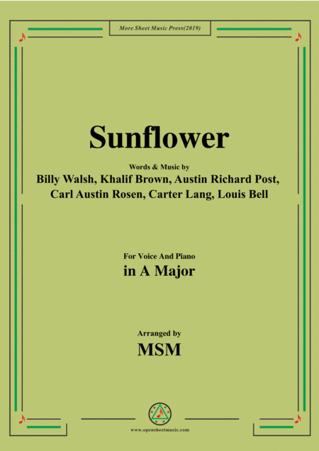 Free Sheet Music Sunflower In A Major For Voice And Piano