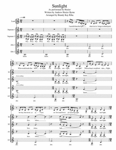 Free Sheet Music Sunlight Ssaa A Cappella