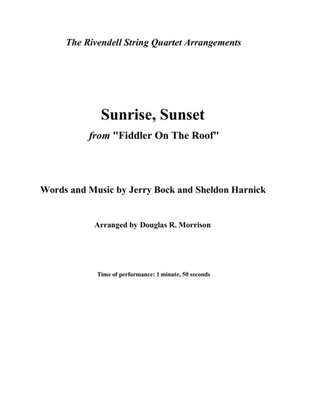 Sunrise Sunset Sheet Music