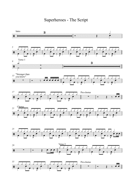 Free Sheet Music Superheroes The Script Drum Set