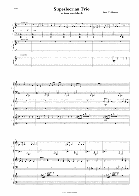 Free Sheet Music Superlocrian Trio For Three Harpsichords