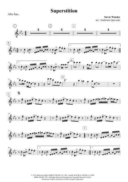 Free Sheet Music Superstition Alto Sax