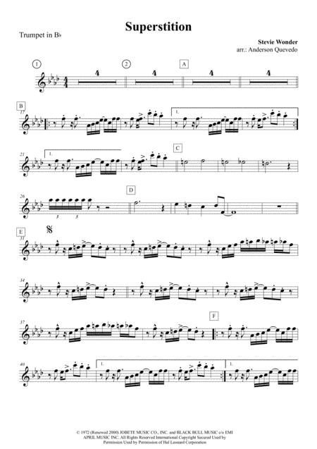 Free Sheet Music Superstition Trumpet In Bb