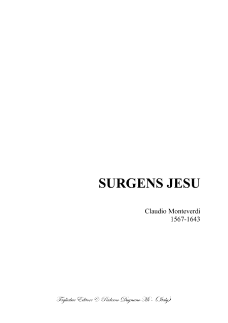 Surgens Jesu C Monteverdi For Saa Choir Sheet Music