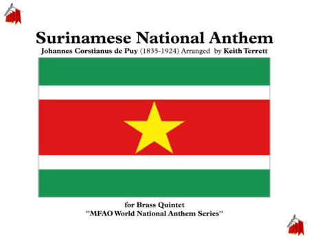 Surinamese National Anthem For Brass Quintet Sheet Music