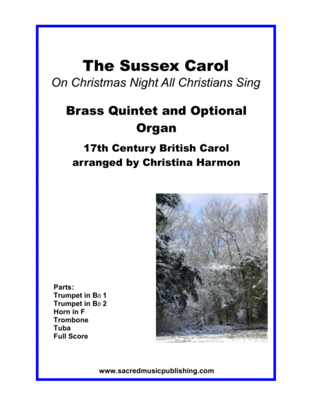 Free Sheet Music Sussex Carol On Christmas Night All Christians Sing Brass Quintet And Organ