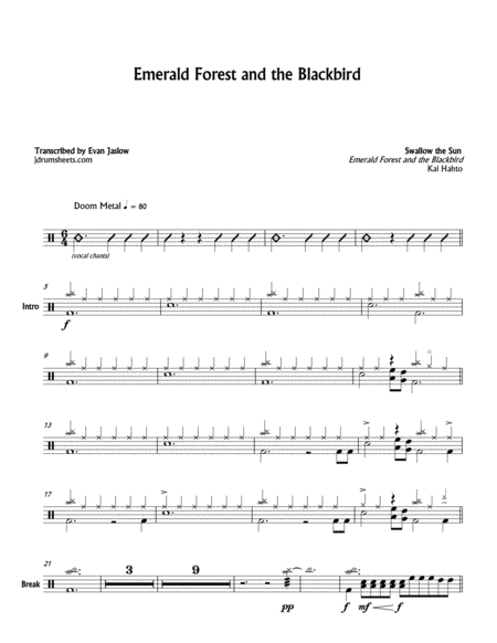 Swallow The Sun Emerald Forest And The Blackbird Sheet Music