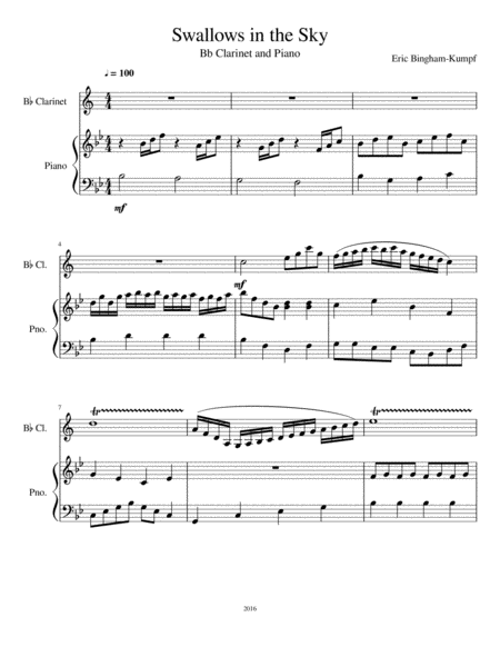 Swallows In The Sky Sheet Music