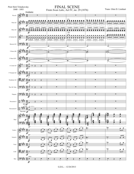 Free Sheet Music Swan Lake Final Scene Extra Score