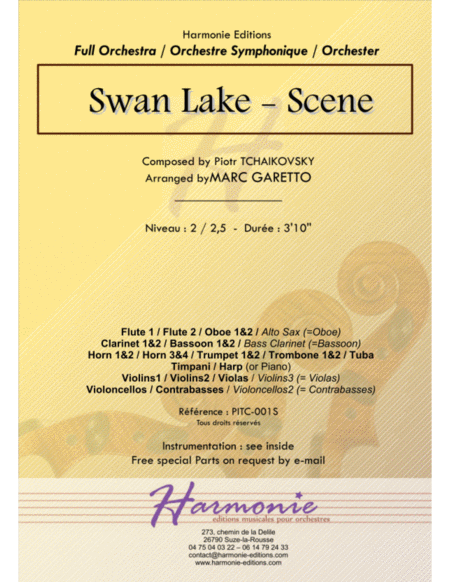 Swan Lake Le Lac Des Cygnes Scene Piotr Ilitch Tchakovski Full Orchestra Sheet Music