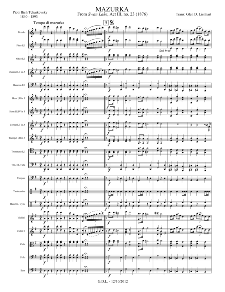 Swan Lake Mazurka Sheet Music