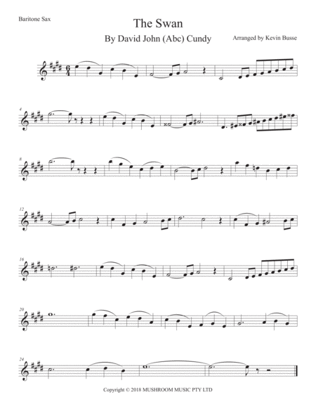 Free Sheet Music Swan The Arr Saint Saens Bari Sax Original Key