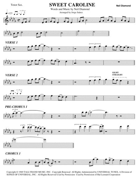 Sweet Caroline Tenor Sax Sheet Music