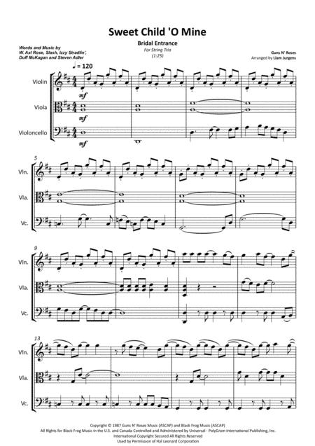 Free Sheet Music Sweet Child O Mine Bridal Entrance