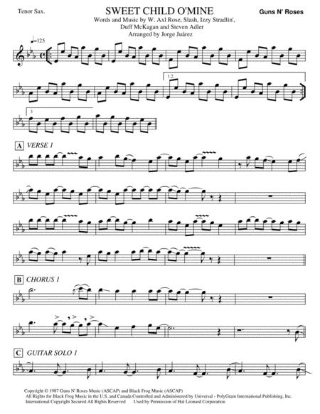 Free Sheet Music Sweet Child O Mine Tenor Sax