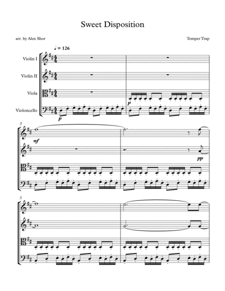 Sweet Disposition String Quartet Sheet Music