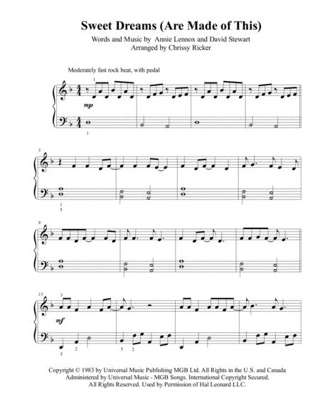 Sweet Dreams Are Made Of This Easy Piano Early Intermediate Sheet Music