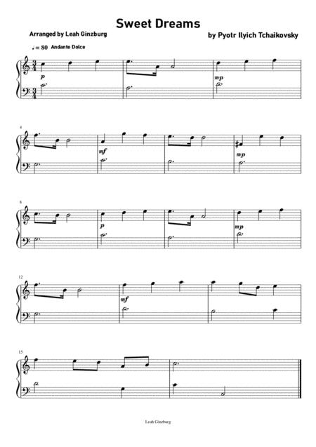 Free Sheet Music Sweet Dreams By P Il Tchaikovsky Easy Piano Version For Beginners