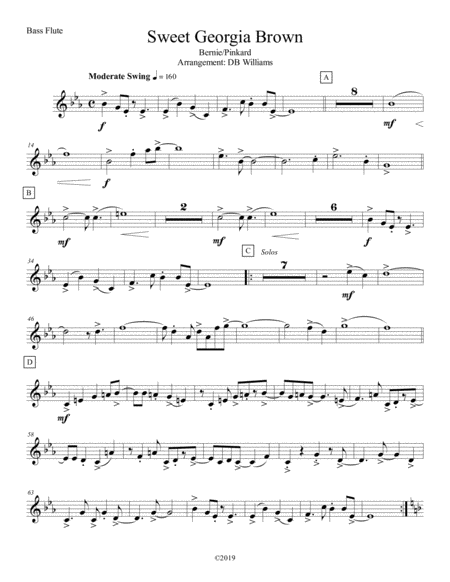 Free Sheet Music Sweet Georgia Brown Bass Flute