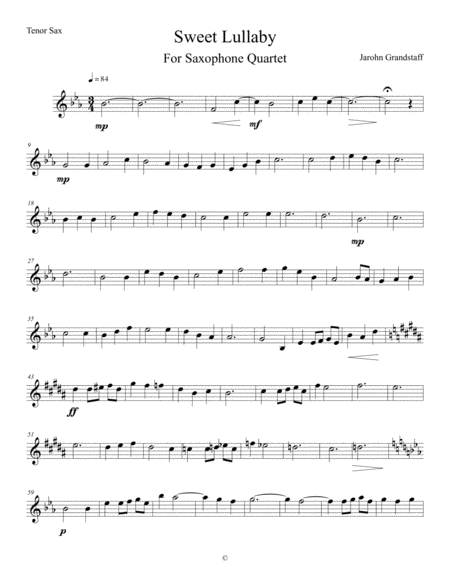 Sweet Lullaby Tenor Sax Sheet Music