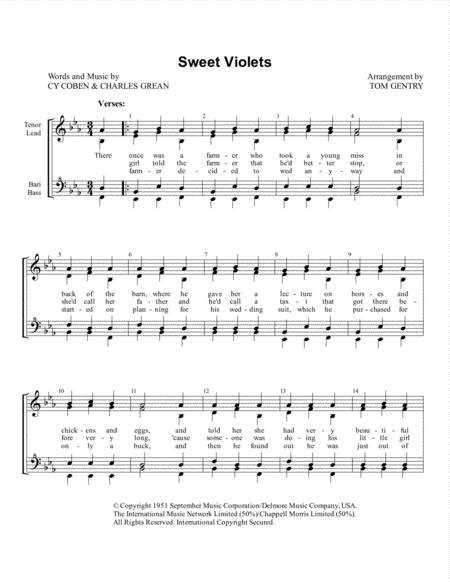 Free Sheet Music Sweet Violets Ssaa