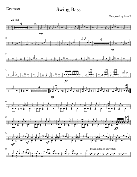 Swing Bass Drumset Sheet Music