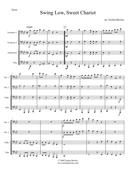 Swing Low Sweet Chariot Low Brass Quartet Sheet Music