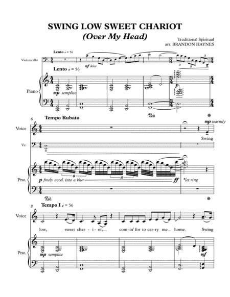 Free Sheet Music Swing Low Sweet Chariot Over My Head
