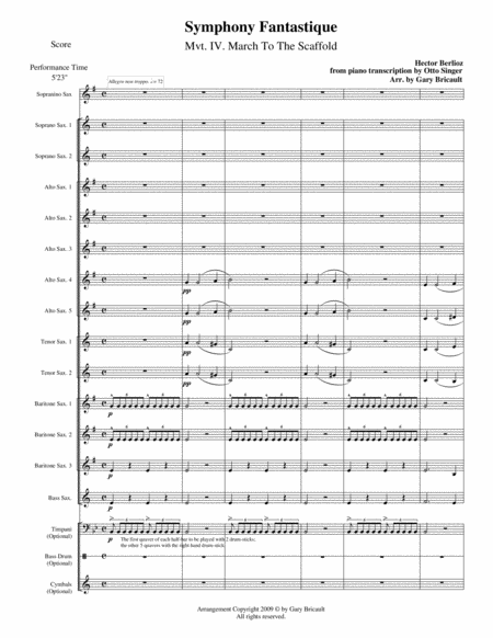 Symphonie Fantastique Mvt 4 March To The Scaffold Sheet Music