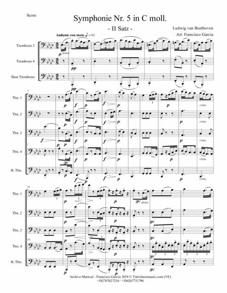 Symphony 5 Second Movement For Trombone Quintet And Timpani Sheet Music