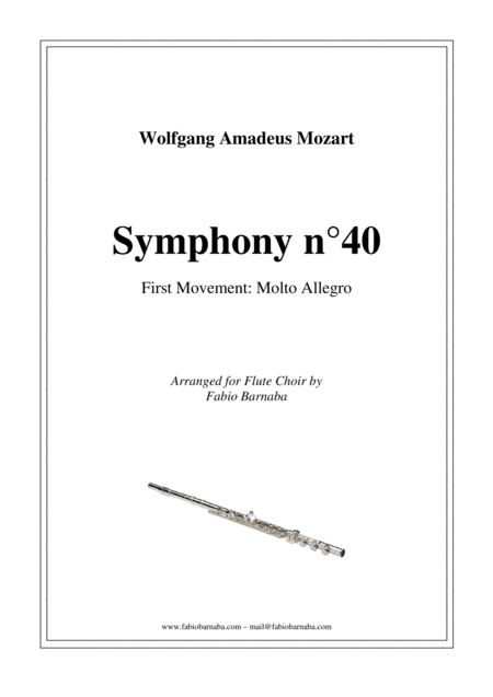 Symphony N 40 By Mozart First Movement For Flute Choir Sheet Music