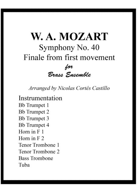 Symphony No 40 Finale From First Movement W A Mozart Brass Ensemble Sheet Music