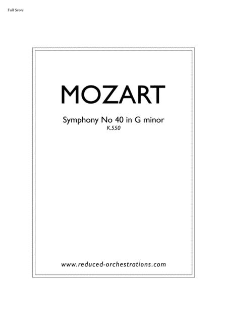 Free Sheet Music Symphony No 40 In G Minor Reduced Orchestration