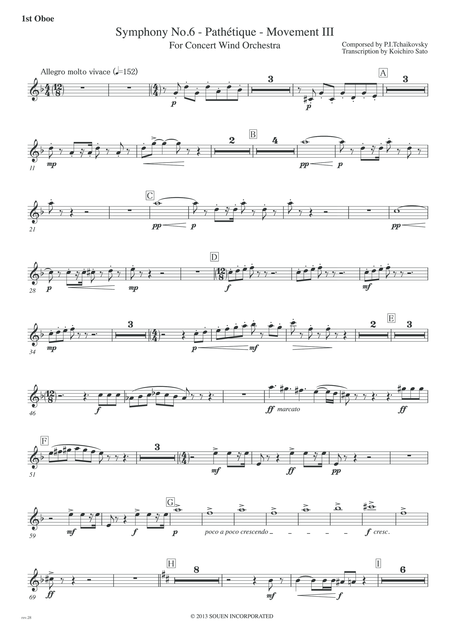 Free Sheet Music Symphony No 6 Pathetique Movement Iii Parts 1st 2nd Oboe