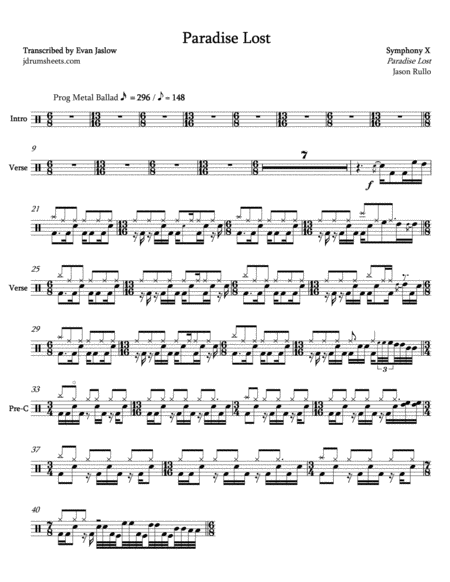 Symphony X Paradise Lost Sheet Music