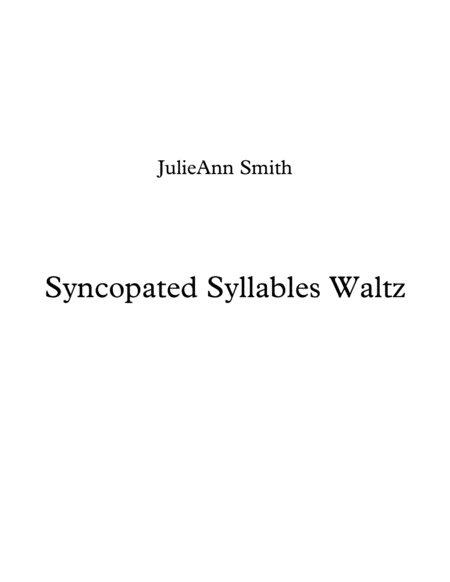 Syncopated Syllables Waltz Sheet Music