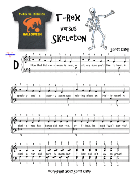 Free Sheet Music T Rex Versus Skeleton