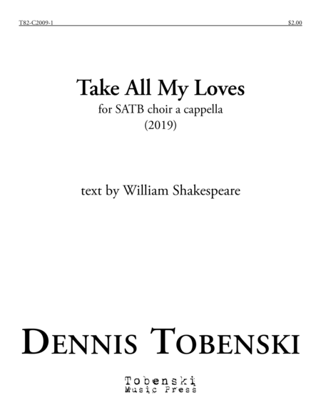 Take All My Loves Sheet Music