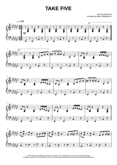 Take Five Piano Solo Sheet Music