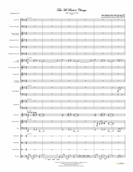 Take Me Back To Chicago Chicago Full Score Set Of Parts Sheet Music