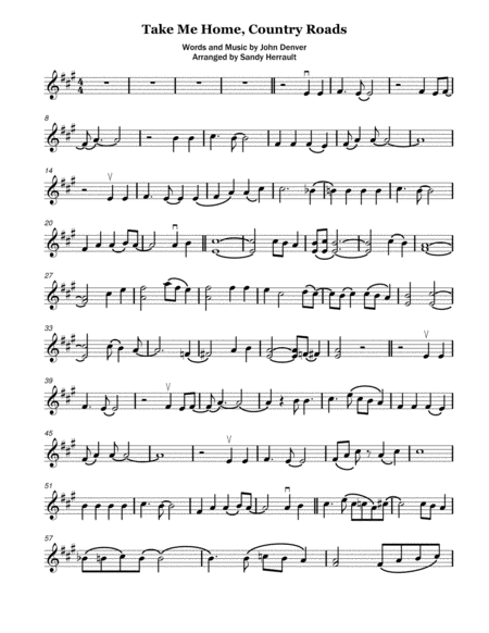 Free Sheet Music Take Me Home Country Roads Violin Solo