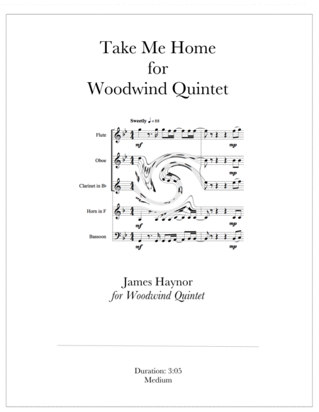 Free Sheet Music Take Me Home For Woodwind Quintet