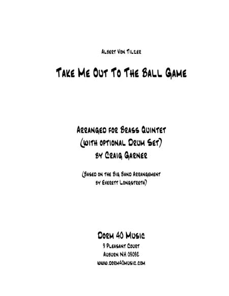 Take Me Out To The Ballgame For Brass Quintet Sheet Music