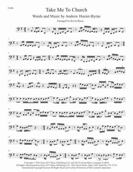 Free Sheet Music Take Me To Church Cello Original Key