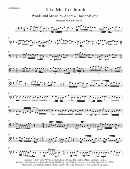 Free Sheet Music Take Me To Church Euphonium Original Key