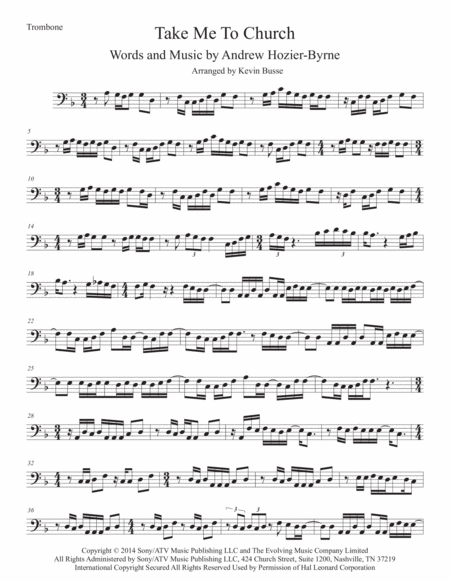 Take Me To Church Trombone Sheet Music