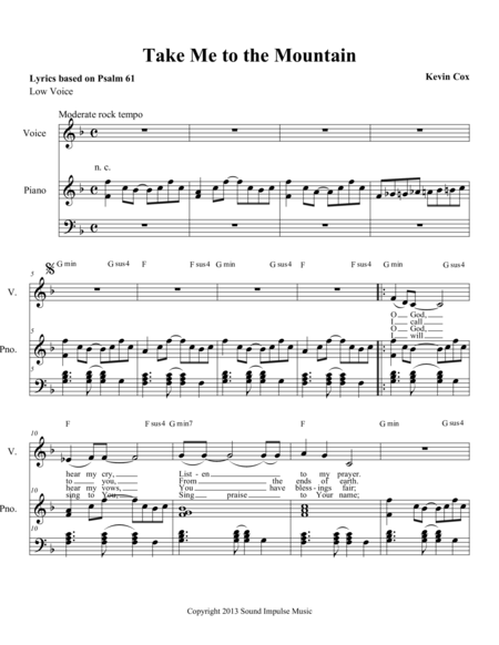 Take Me To The Mountain Low Voice Sheet Music