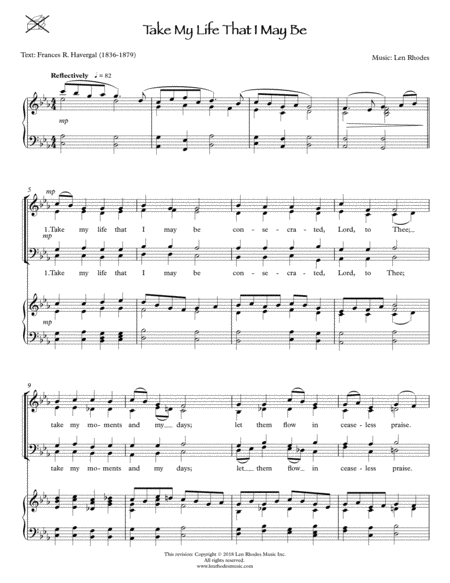 Free Sheet Music Take My Life That I May Be For Satb Choir And Piano