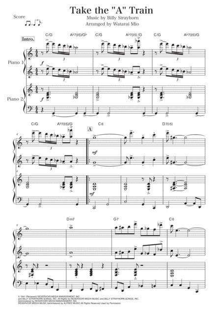 Free Sheet Music Take The A Train Piano Duet For Advanced Intermediate Players